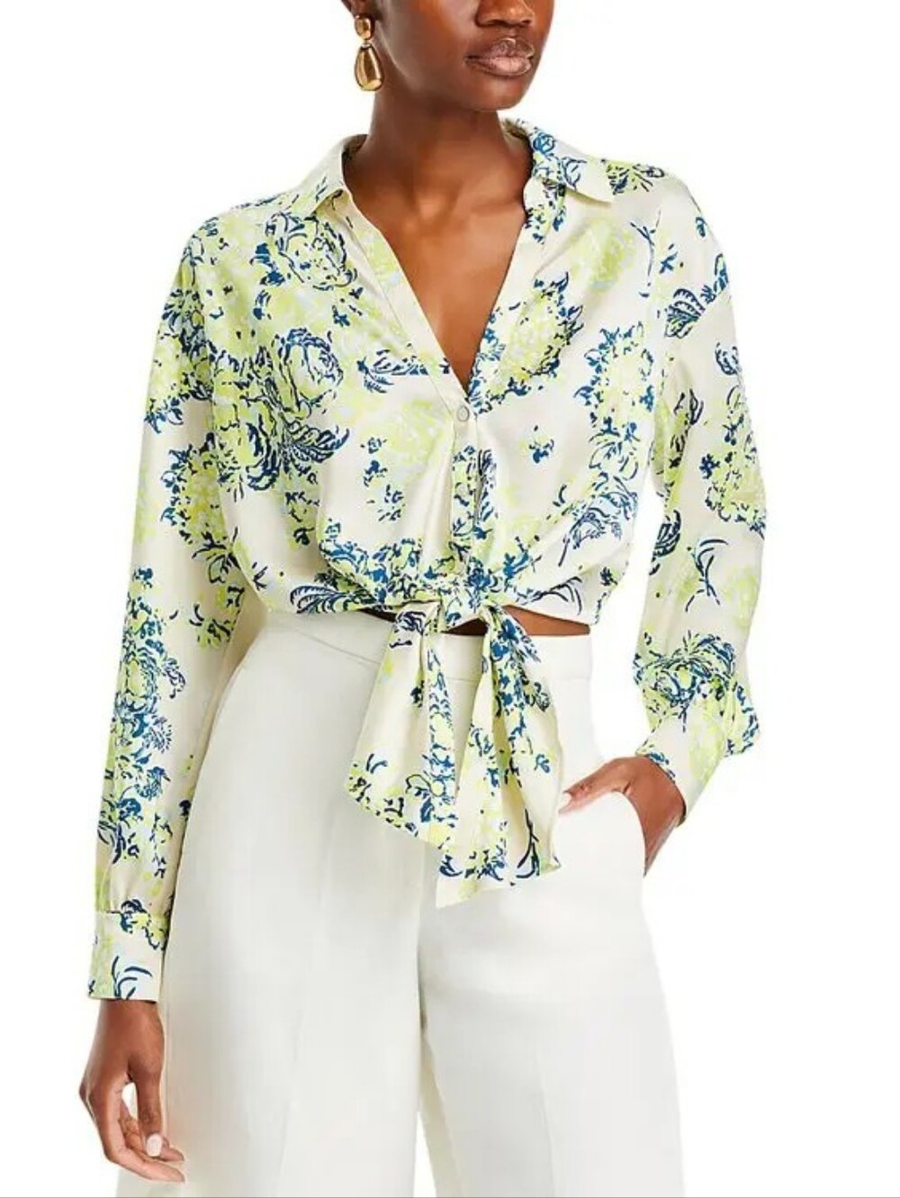 CINQ À SEPT Mari Seaside Bouquet Tie Front Blouse XL